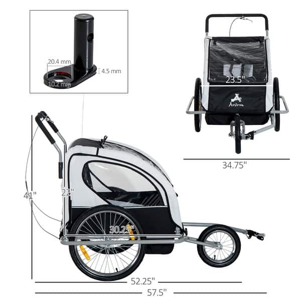 Aosom 2 in 1 Double Child Bike Trailer and Stroller