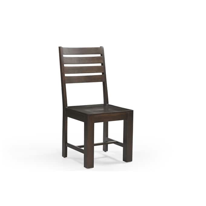 HomeRoots Set of Two Brown Solid Wood Ladder Back Dining Side Chairs - 18 in. x 39 in. x 18 in.
