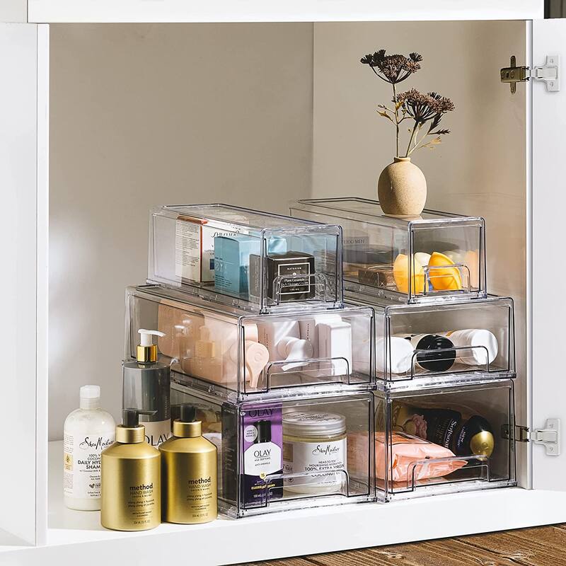 Sorbus Fridge Drawers - Clear Stackable Pull Out Refrigerator Organizer Bins 2 Pack, Small