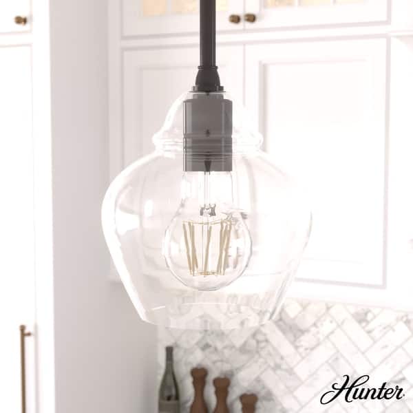 slide 2 of 11, Hunter Dunshire Ginger Jar Pendant - Kitchen Island, Dining Room, Entry - Transitional, Modern Farmhouse 7-inch - Noble Bronze-Clear Glass