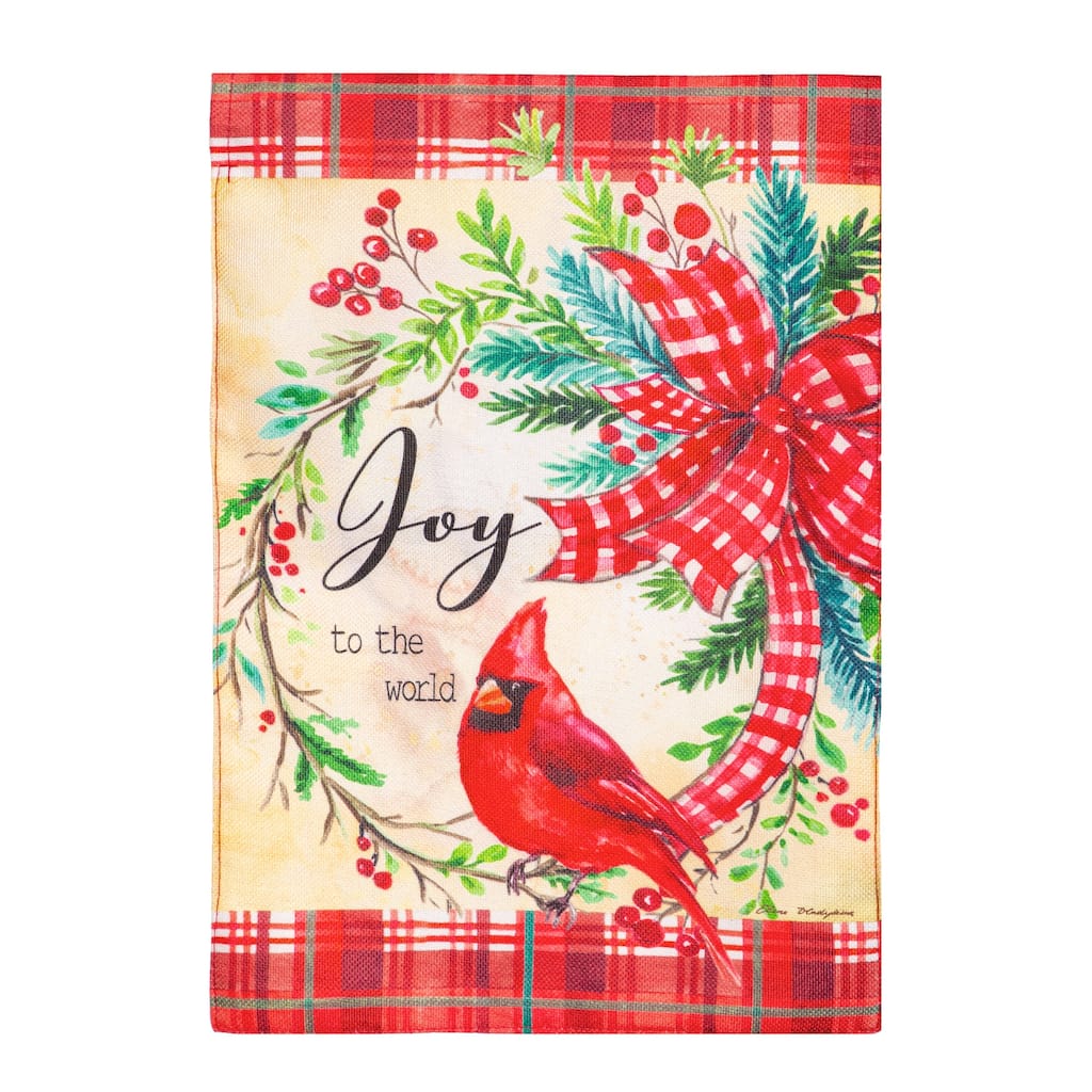 12.5 in. x 18 in. Cardinal Joy Burlap Garden Flag