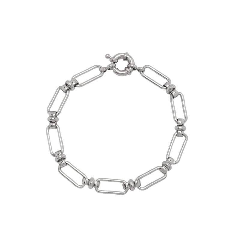 Victoria Townsend Silver Plated Paperclip Station Chain Bracelet - 7.5 Inch - White
