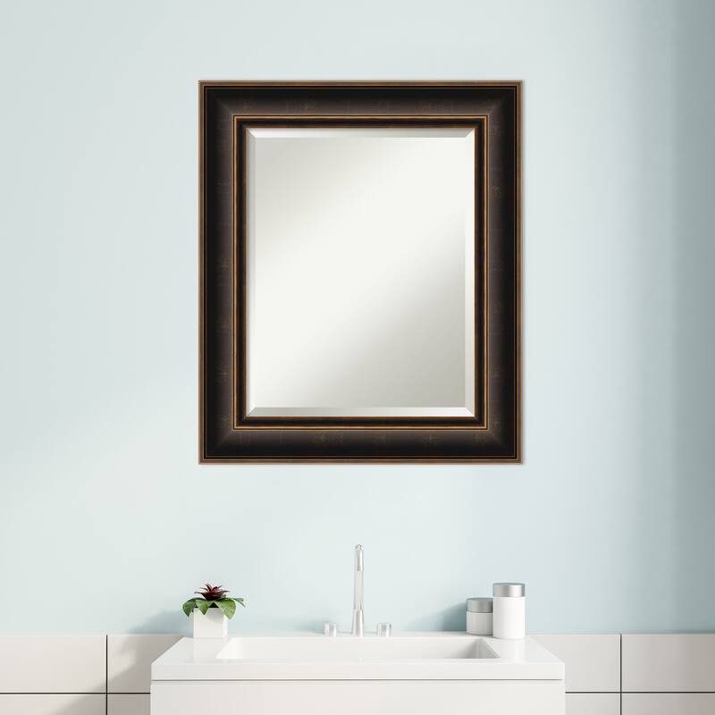 Villa Oil Rubbed Bronze Beveled Wood Framed Bathroom Vanity Wall Mirror - Villa Oil Rubbed Bronze
