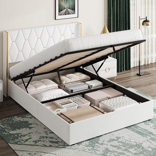 Velvet Upholstered Lift Up Storage Bed Frame with with Hydraulic ...