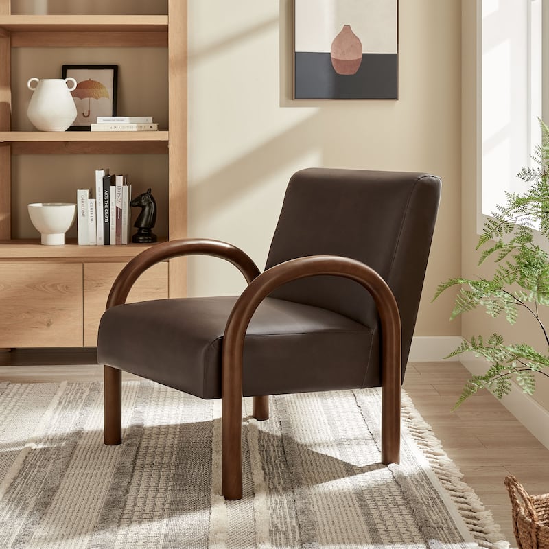 Lunet Faux Leather Upholstered Accent Chair - Espresso