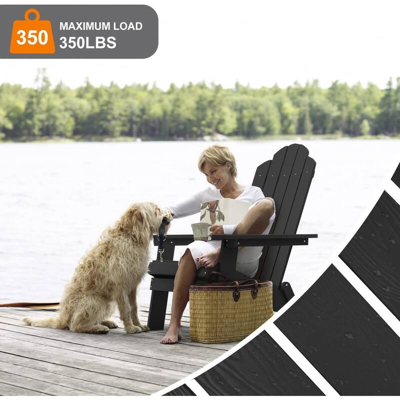 WINSOON All Weather HIPS Outdoor Folding Adirondack Chairs Outdoor Chairs Set of 4
