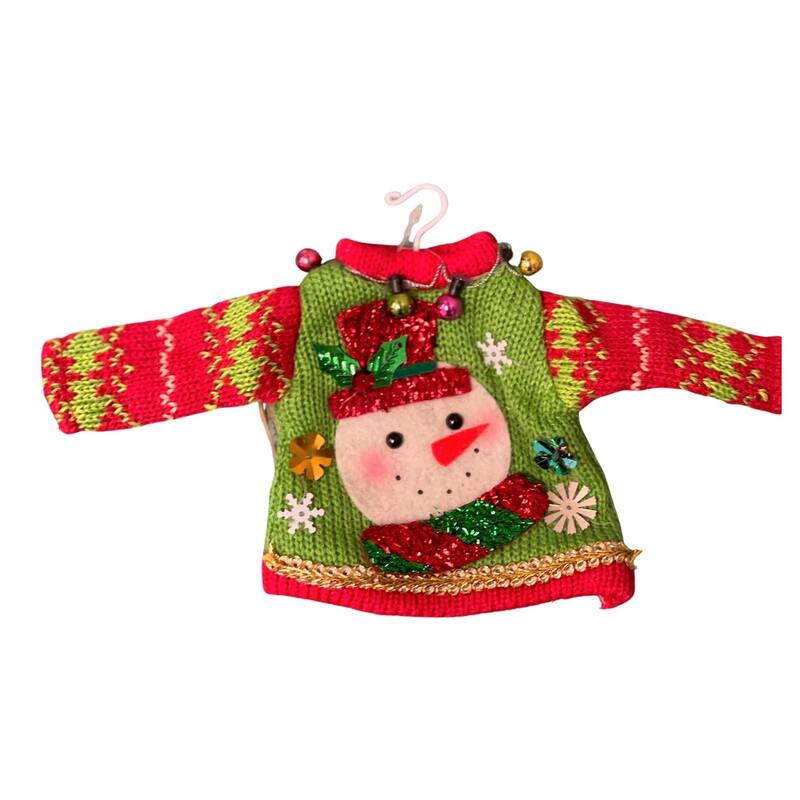 Tacky Sweaters Santa Snowman Reindeer Set of 3 Christmas Ornaments Elf Size - Multi