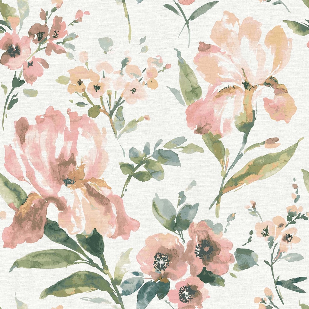 RoomMates Pink Iris Peel and Stick Wallpaper