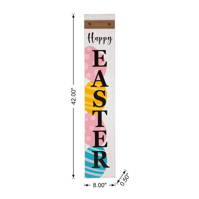 Glitzhome Easter Wooden Bunny Family Standing Decor Porch Sign with Wreath Welcome Wall Decor Party Supplies Props