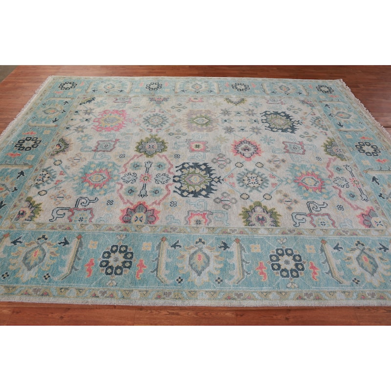 Hand Knotted Oriental 100% Wool Carpet Transitional All-Over Greys & Charcoal Oushak Area Rug - 10' 0'' X 8' 0''