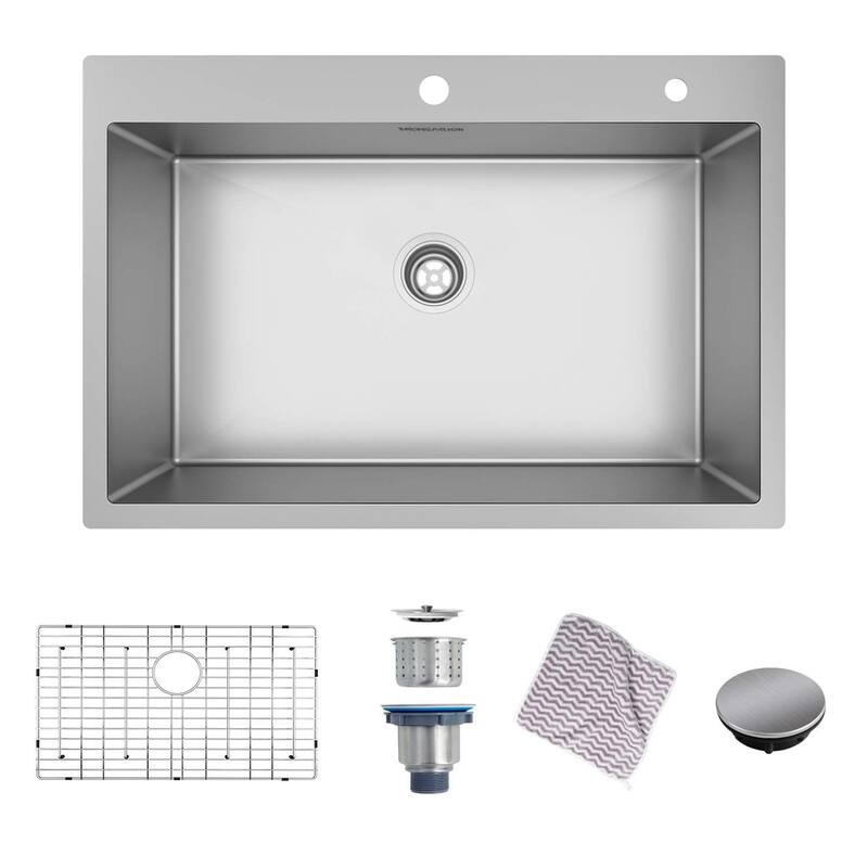 Drop-in Topmount 16 Gauge Single Bowl Stainless Steel Kitchen Sink