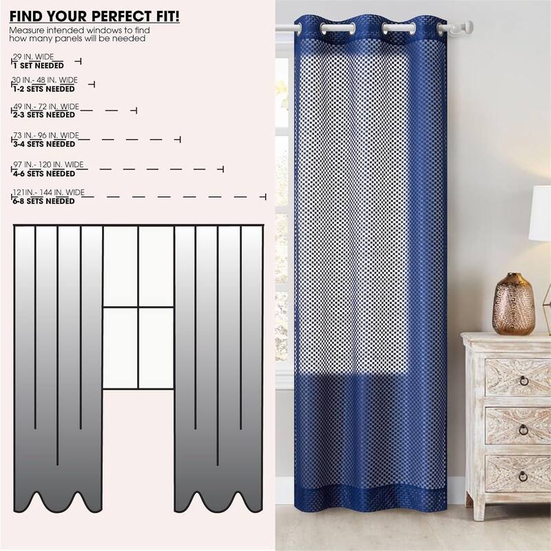 Urban Lifestyle Sheer Navy Colorblock Window Panel