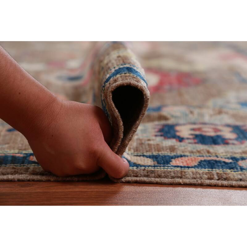 Hand Knotted Oriental 100% Wool Carpet Transitional All-Over Brown Oushak Area Rug - 11' 9'' X 9' 2''