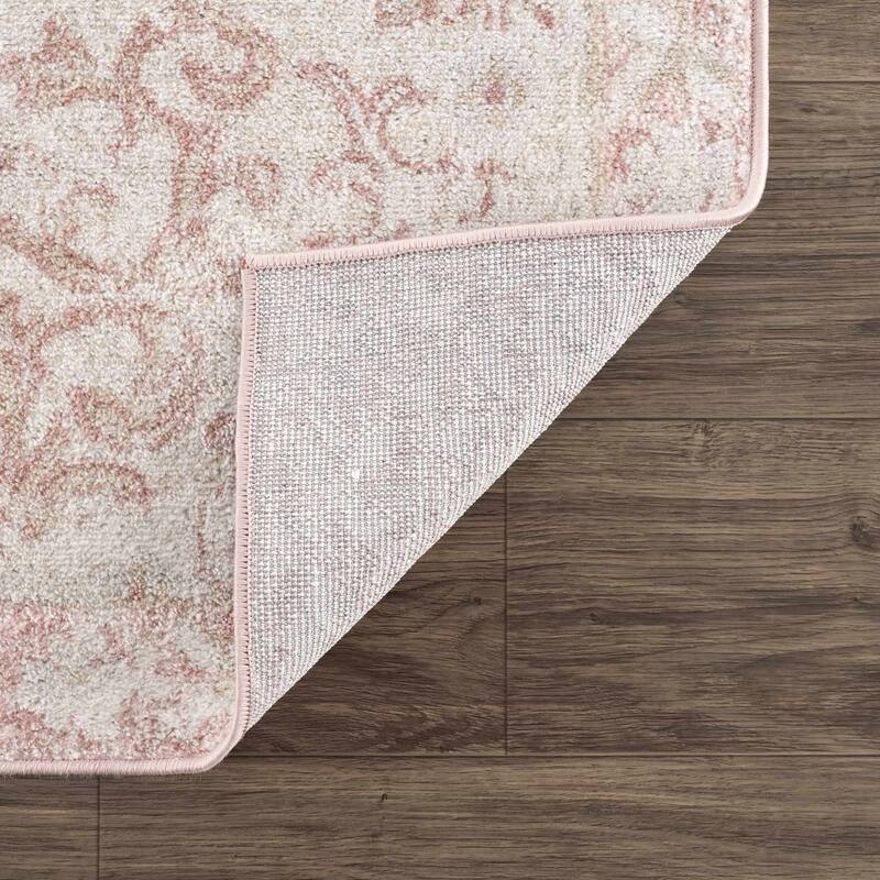 Hauteloom Snead Hallway, Kitchen Runner Rug - Pale Pink, Plum, Peach - 2'7" x 10'