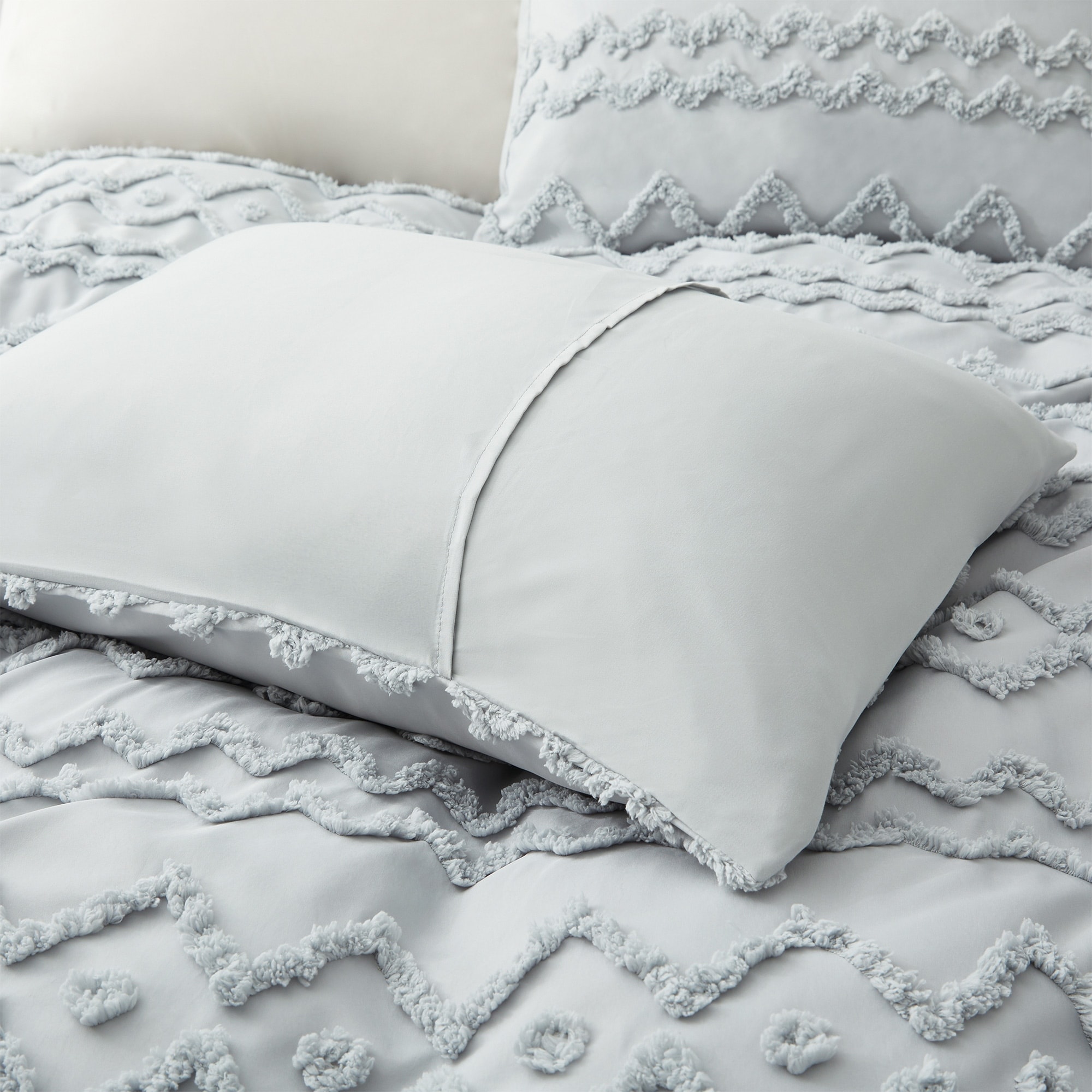 Tufted Clipped Jacquard Geometric Oversized Duvet Cover & - Picture 81 of 127