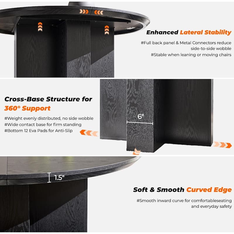 47" Modern Round Dining Table, Thickened Kitchen Table for Dining Room