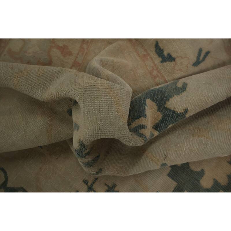 Hand Knotted Oriental 100% Wool Carpet Traditional Floral Beige & Ivories Ziegler Area Rug - 9' 6'' X 7' 10''