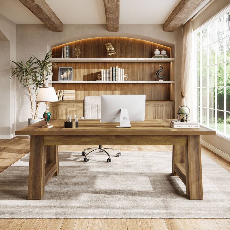 70.8" Executive Desk, Large Home Office Computer Desk, Modern Business Workstation Writing Table