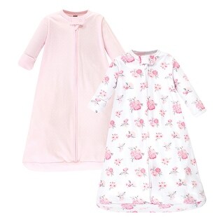 Hudson Baby Infant Girl Cotton Long-Sleeve Wearable Sleeping Bag, Sack, Blanket, Basic Pink Floral