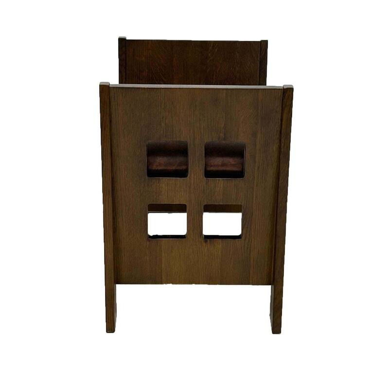 Mission Style Oak and Leather Foot Stool - Model A31