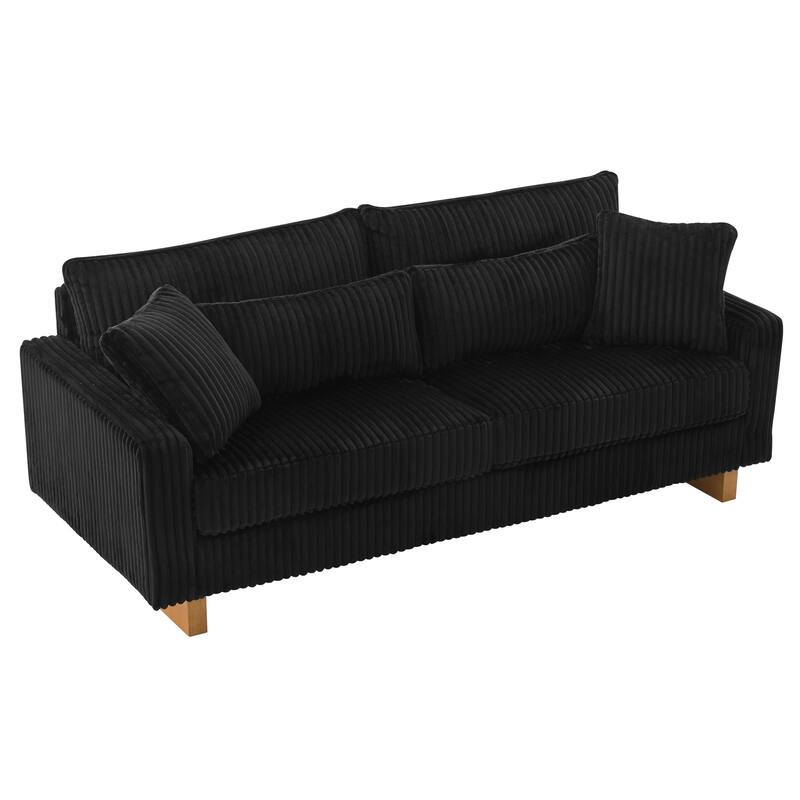 Modern Loveseat Sofa 80.3" Sofa Couch Upholstered Sofa with Four Pillows for Living Room