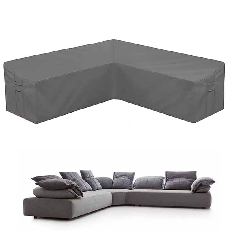 Gray Outdoor Sectional Sofa Cover Tailor for V/L Shaped Patio Furniture - 100"x100"(V-Shaped)