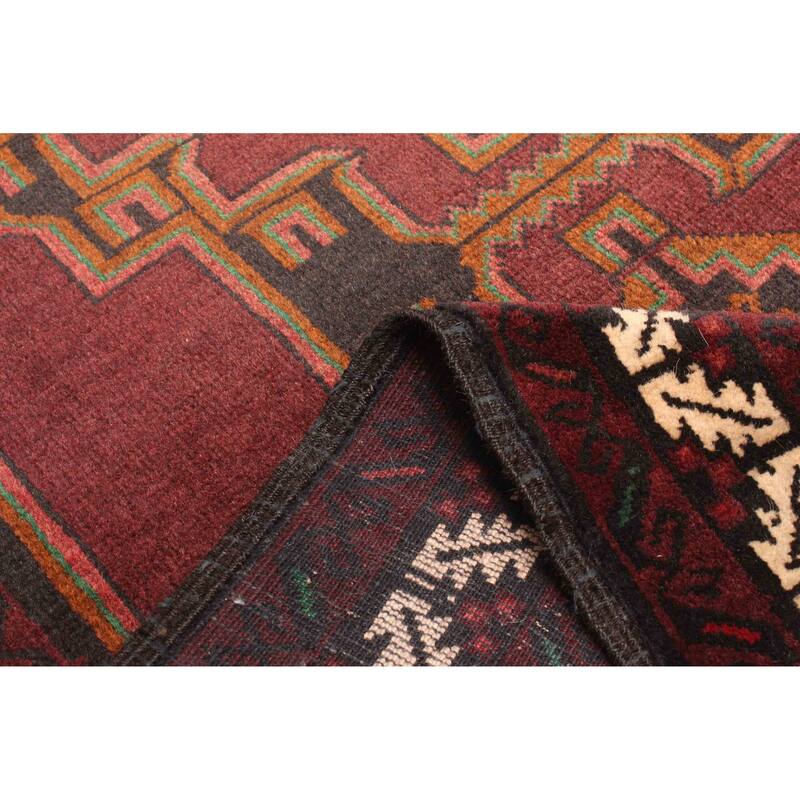 ECARPETGALLERY Hand-knotted Teimani Dark Burgundy Wool Rug - 3'0 x 4'4