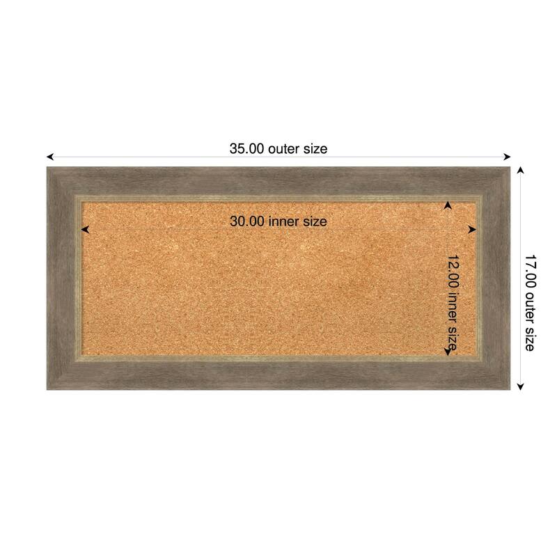 Driftwood Tan Wood Framed Cork Board - Bulletin Board, Organization Board, Pin Board - Natural - 35 x 17 in