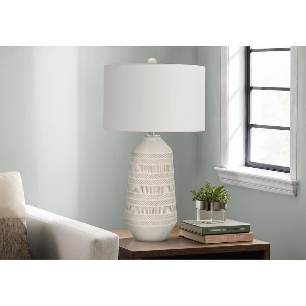 Lighting, 33"h, Table Lamp, Ivory / Cream Shade, Cream Ceramic, Contemporary