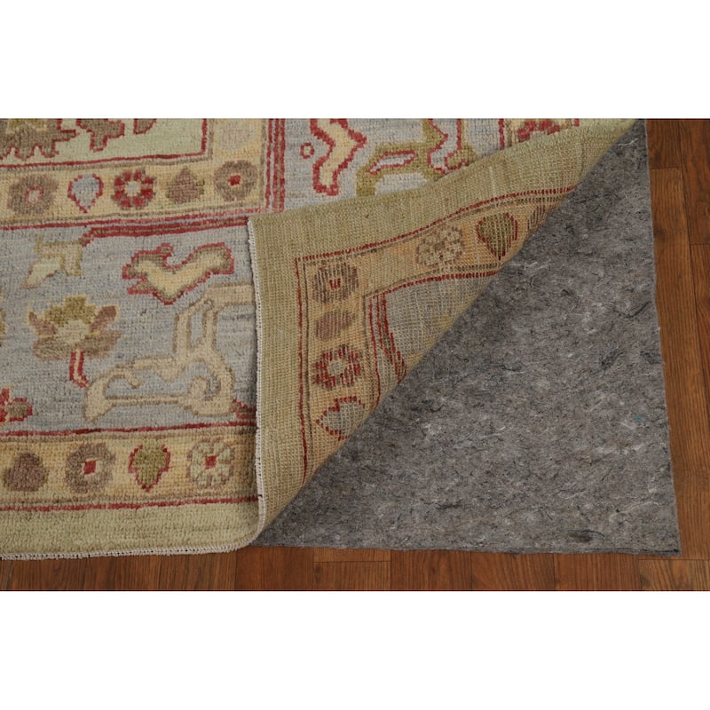 Hand Knotted Oriental 100% Wool Carpet Transitional All-Over Green Oushak Area Rug - 12' 4'' X 9' 2''