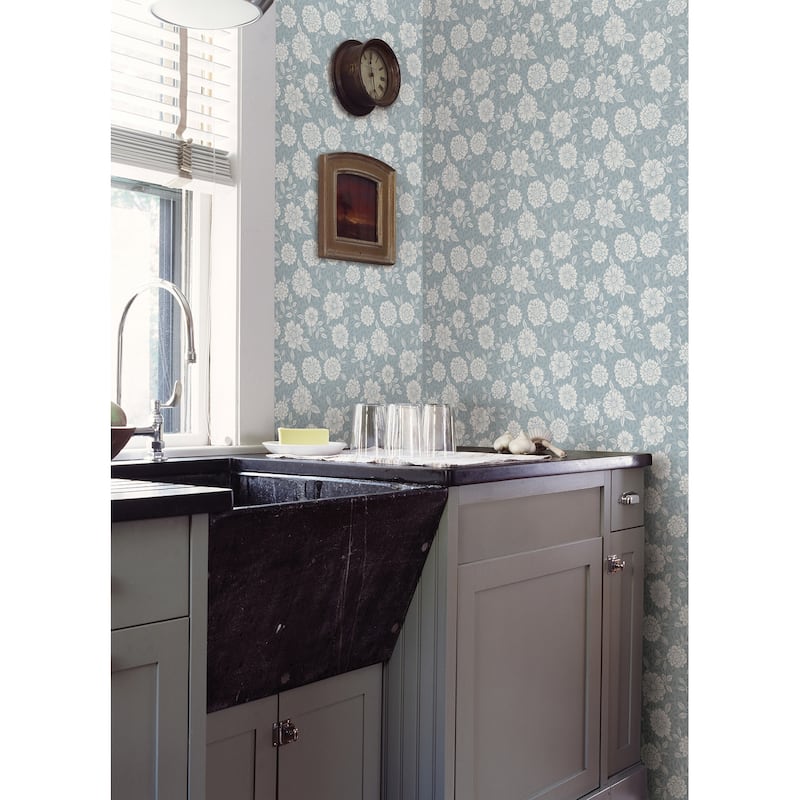 A-Street Prints Lizette Light Blue Charming Floral Wallpaper