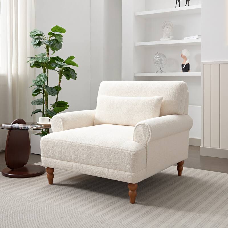 Accent chair, Elegant Circular Armrests, Ergonomic Lumbar Support, Vintage Roman Column Legs, for Living room,Bedroom