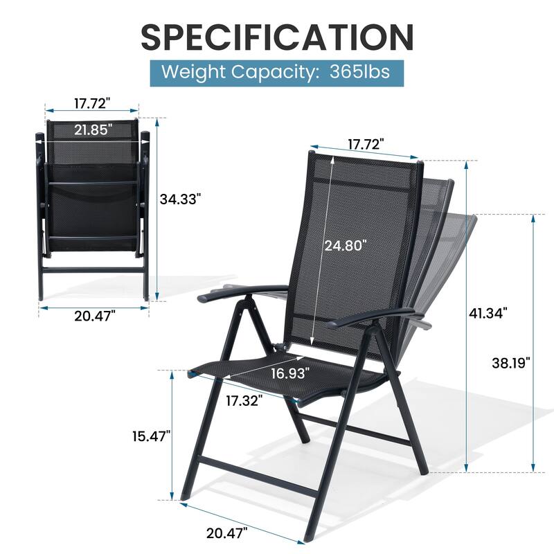 2/4/6-piece Folding Patio Chair Set Outdoor Adjustable Dining Chairs