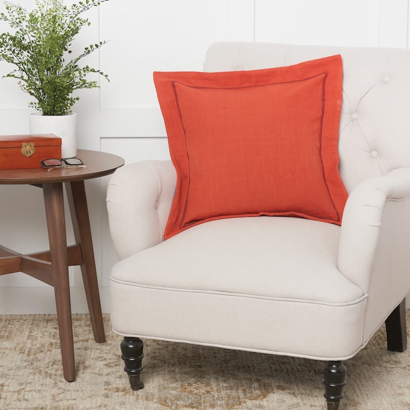 18" x 18" Cotton Flange Decorative Throw Pillow With Insert