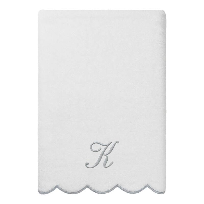 Authentic Hotel and Spa 100% Turkish Cotton Grey ADORNIA Scallop Personalized 3 Piece Towel Set - 3 Piece Set
