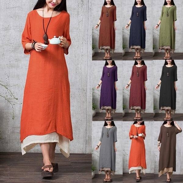 Shop Zanzea Cotton Linen Dress 2018 Fashion Summer Autumn Women