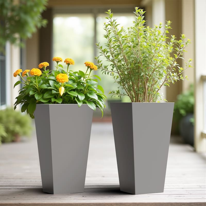 Dovelina Modern Tapered Metal Planter - Elevate Your Space, Indoors & Outdoors