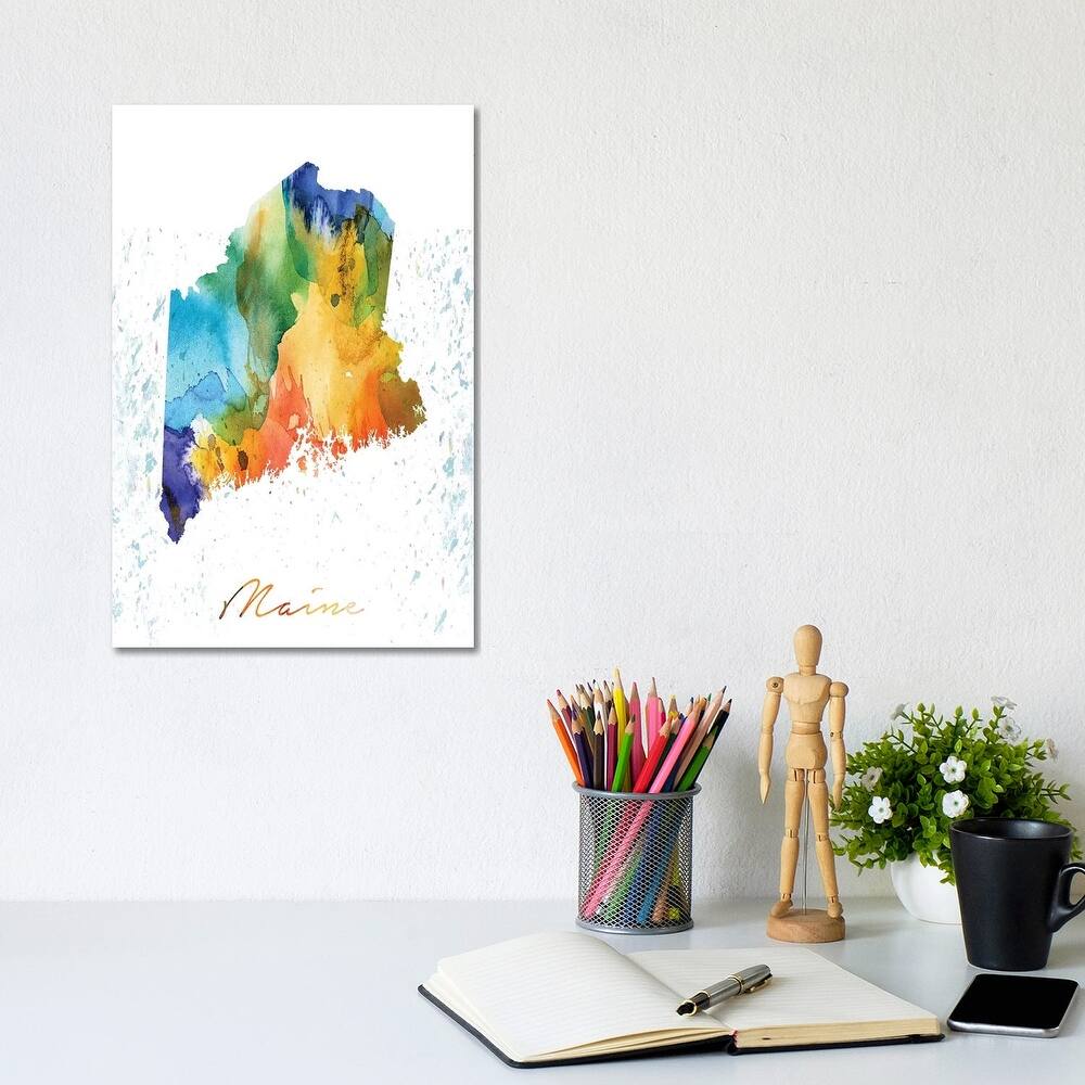 iCanvas "Maine State Colorful" by WallDecorAddict Canvas Print