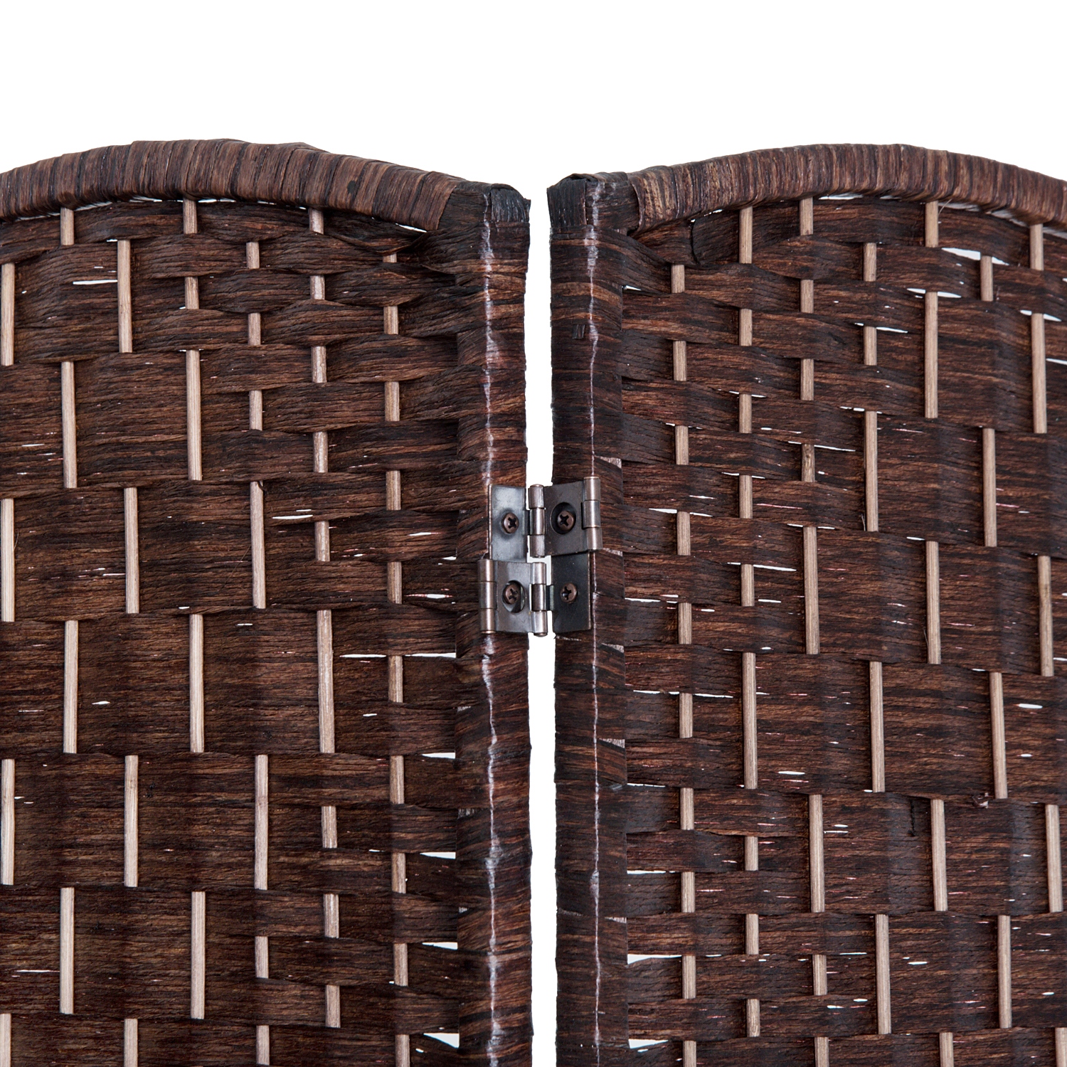 HomCom 6' Tall Wicker Weave Four Panel Room Divider Privacy Screen - Chestnut Brown
