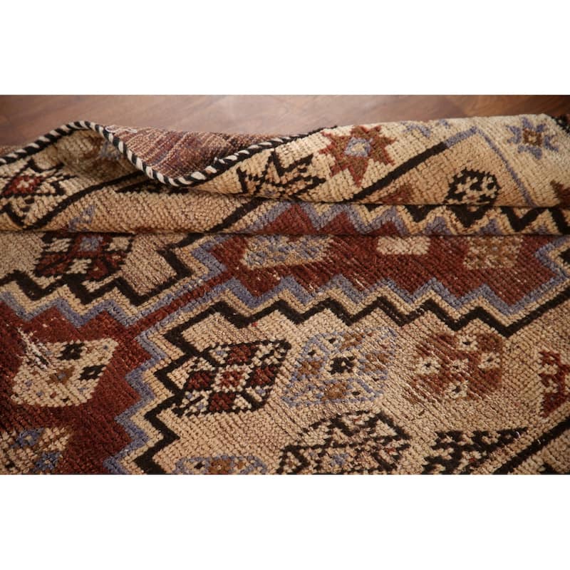 Tribal Qashqai Persian Antique Area Rug Handmade Peach Wool Carpet - 3'6"x 7'11"