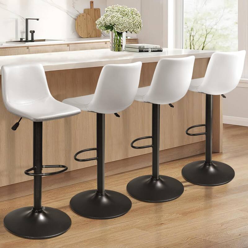 Bossin Adjustable Swivel Bar Stools with Backs – Counter Height - Set of 4 - White
