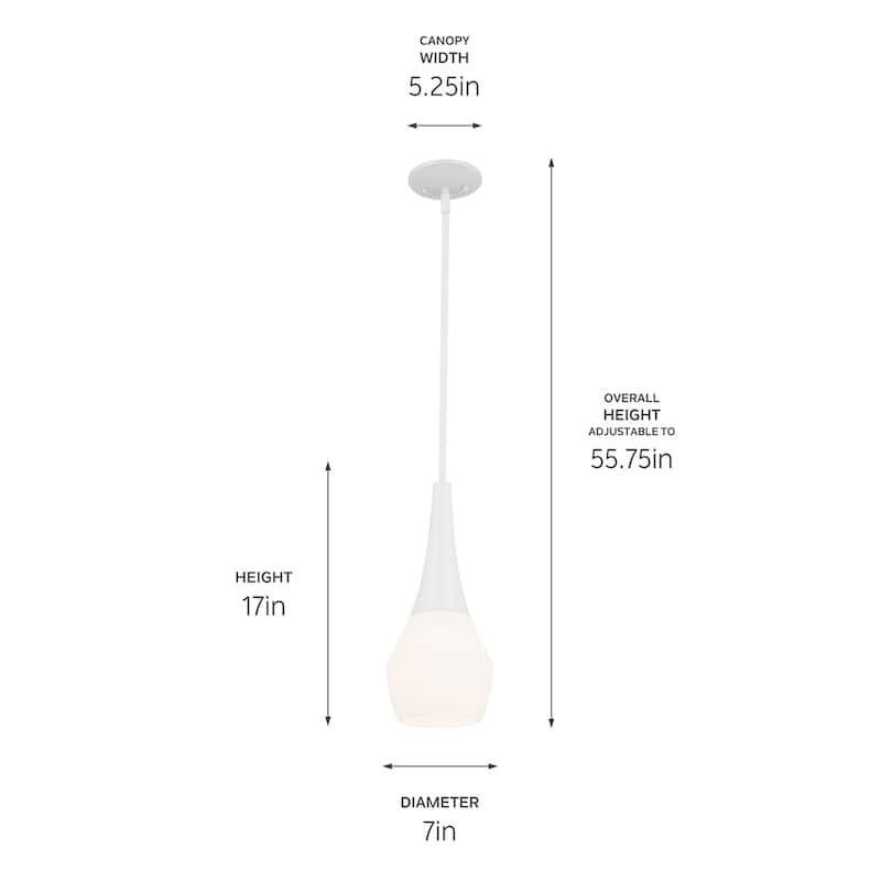 Kichler Lighting Deela 17 in. 1-Light White Pendant Light