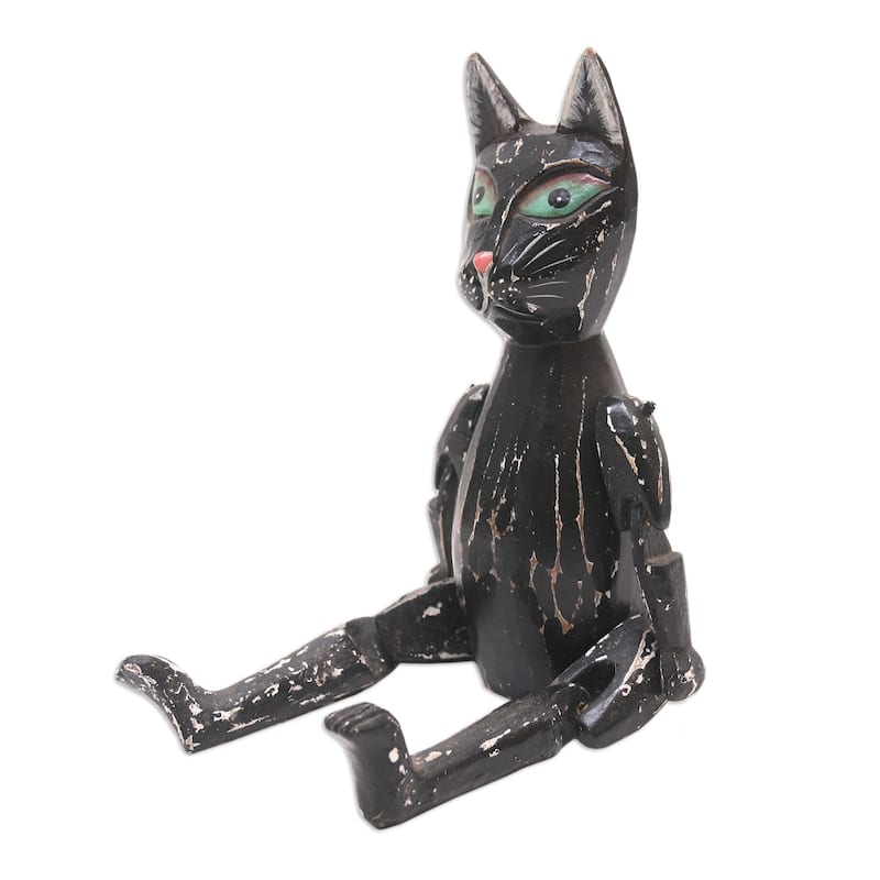 Novica Handmade Nine Lives Wood Statuette