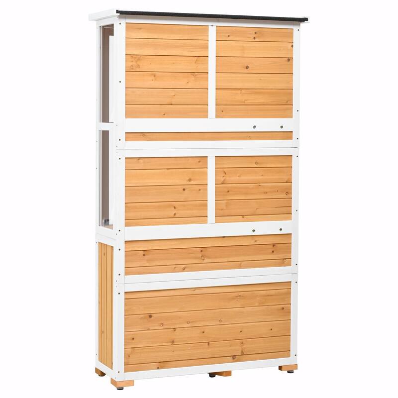 Outdoor Tool Storage Shed - Garden Wood Cabinet with Waterproof Mini Greenhouse Cold Frame