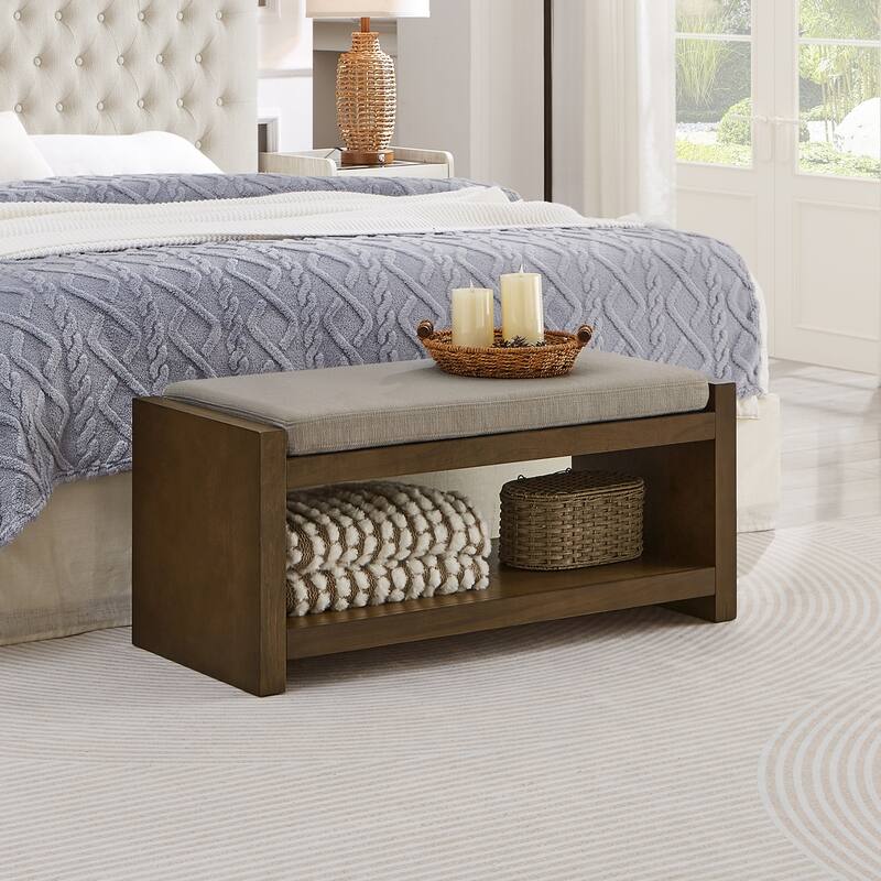 40" Accent Bench with Lower Shelf Shoe Rack
