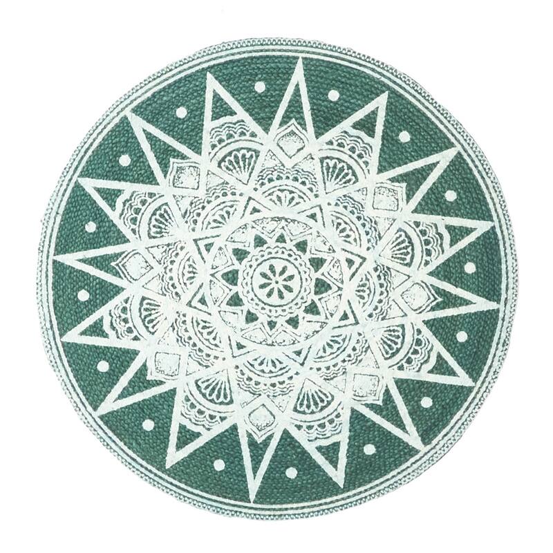 ECARPETGALLERY Braided Weave Palas Denizli Dark Green Jute Rug - 2'11 x 2'11