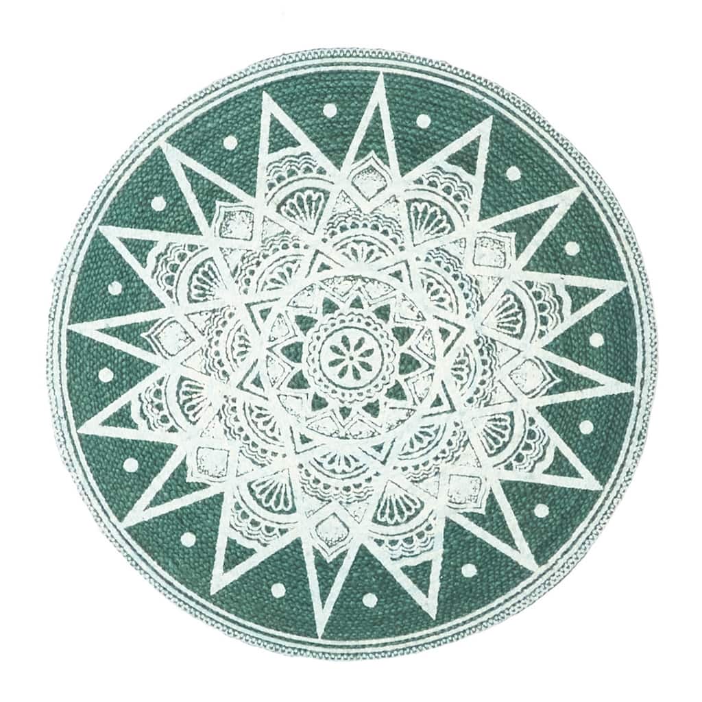 ECARPETGALLERY Braided Weave Palas Denizli Dark Green Jute Rug - 2'11 x 2'11