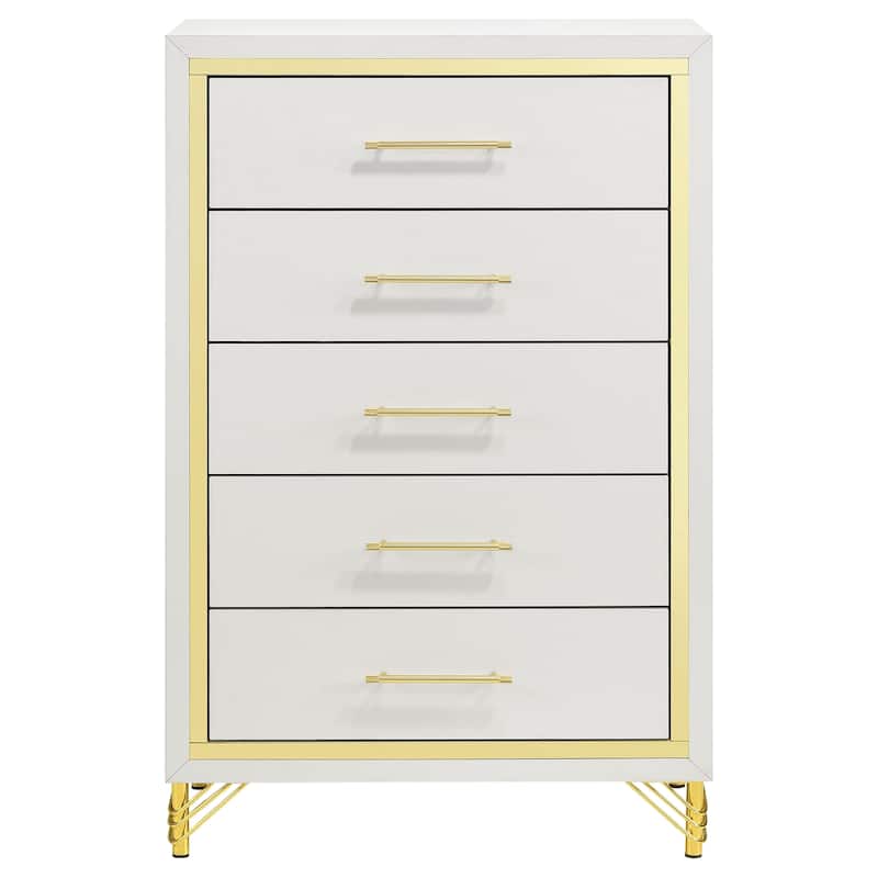 Lucia Modern Classic 5-drawer Bedroom Chest of Drawers White