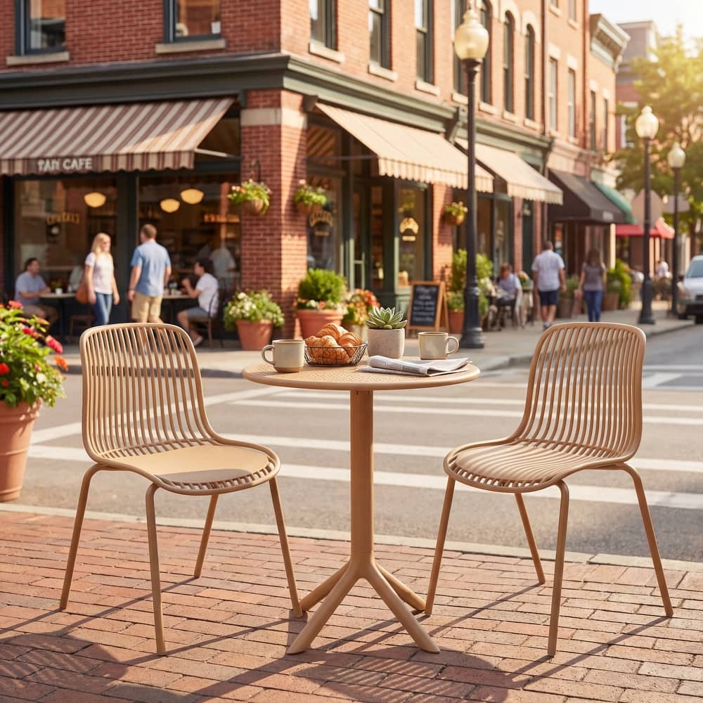 Christopher Knight Home - Eldred Modern 3-Piece Outdoor/Indoor Patio Bistro Set with Dining Chairs & Compact Round Bistro Table