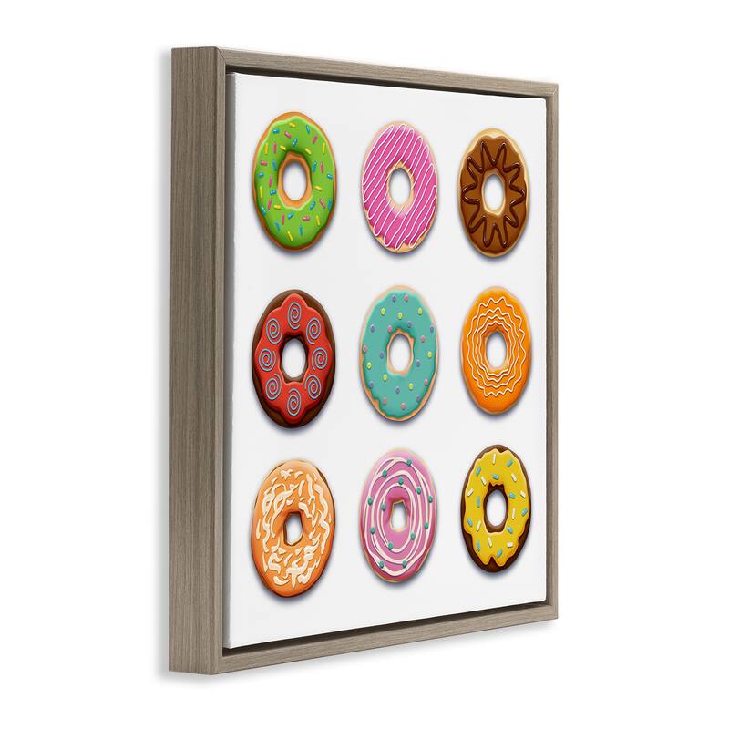 Stupell Delicious Various Donuts Framed Floater Canvas Wall Art Design By Marcus Prime